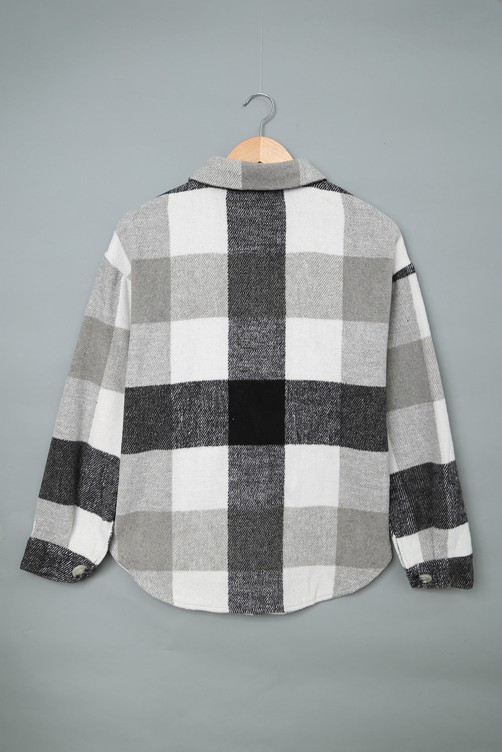 Plaid Color Block Pockets Buttoned Shacket