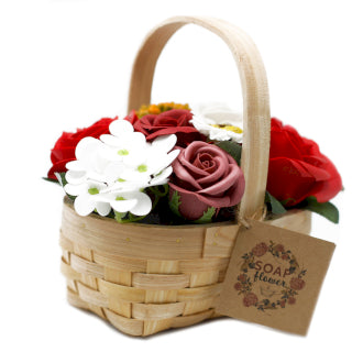 Medium Red Bouquet in Wicker Basket