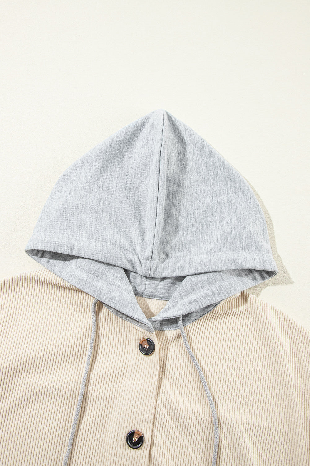 Oversized Hooded Patchwork Corduroy Shacket