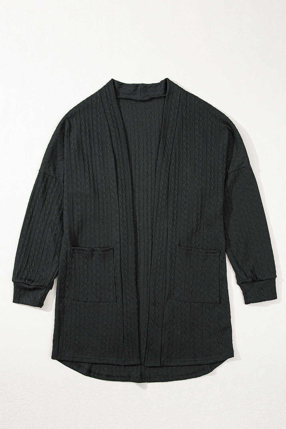 Canton Textured Knit Side Pockets Open Front Cardigan