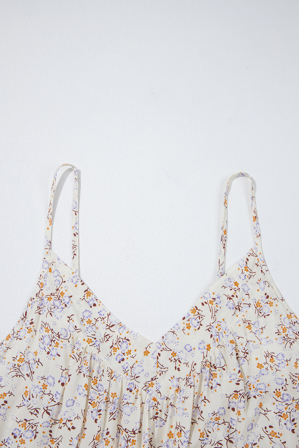 Apricot Boho Floral Spaghetti Straps Cami Top