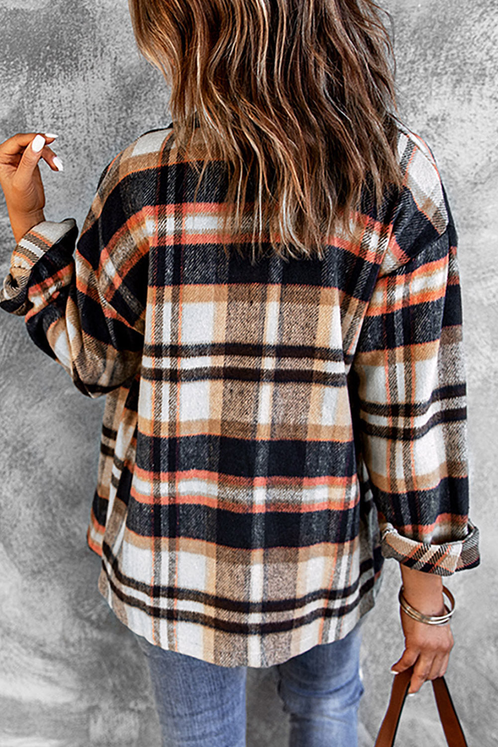 Multicolour Plaid Casual Button Up Flannel Shacket