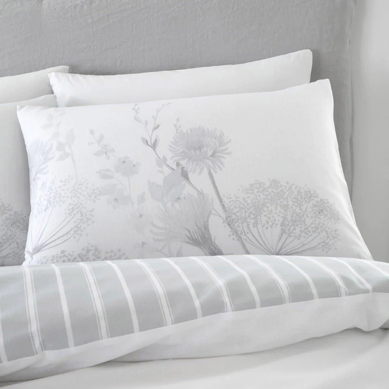 Meadowsweet Floral White & Grey Duvet Cover Set by Catherine Lansfield