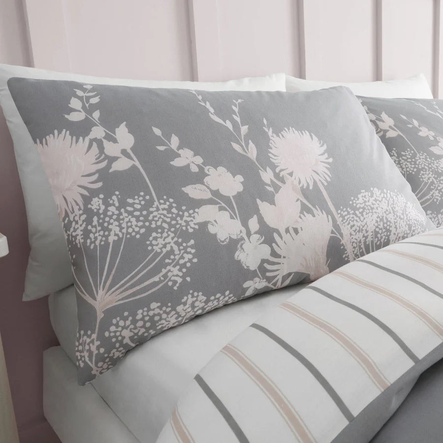 Meadowsweet Floral Grey Duvet Cover Set by Catherine Lansfield