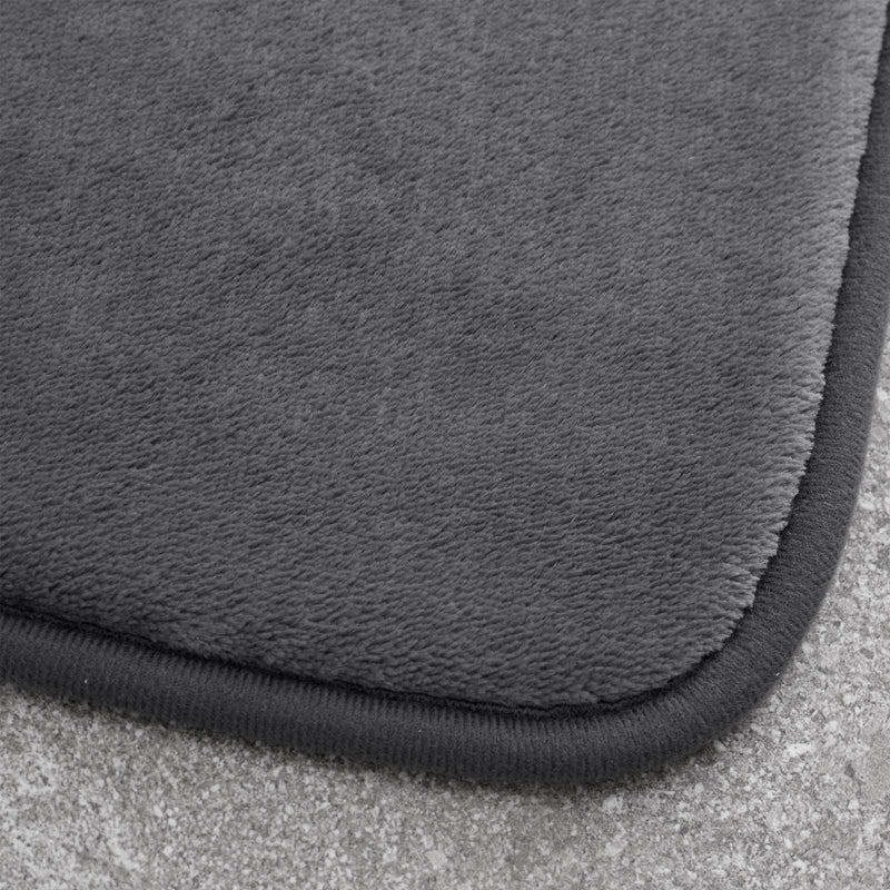 Catherine Lansfield Anti-Bacterial Bath & Pedestal Mat Set in Charcoal