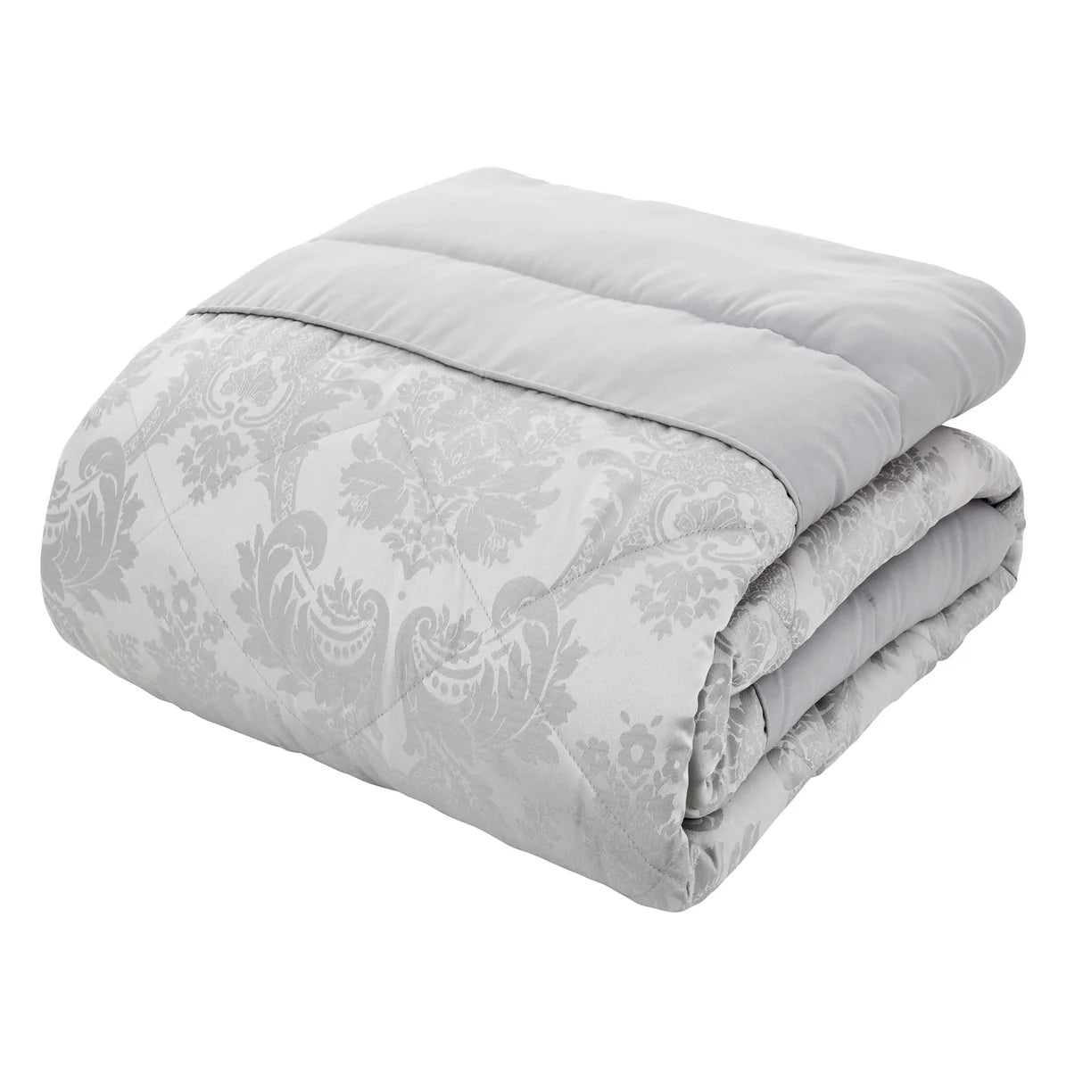 Silver Damask Jacquard Quilted Bedspread by Catherine Lansfield