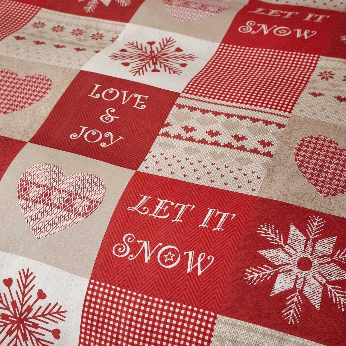 Let it Snow Nordic Patchwork Red Duvet Cover Set by Catherine Lansfield