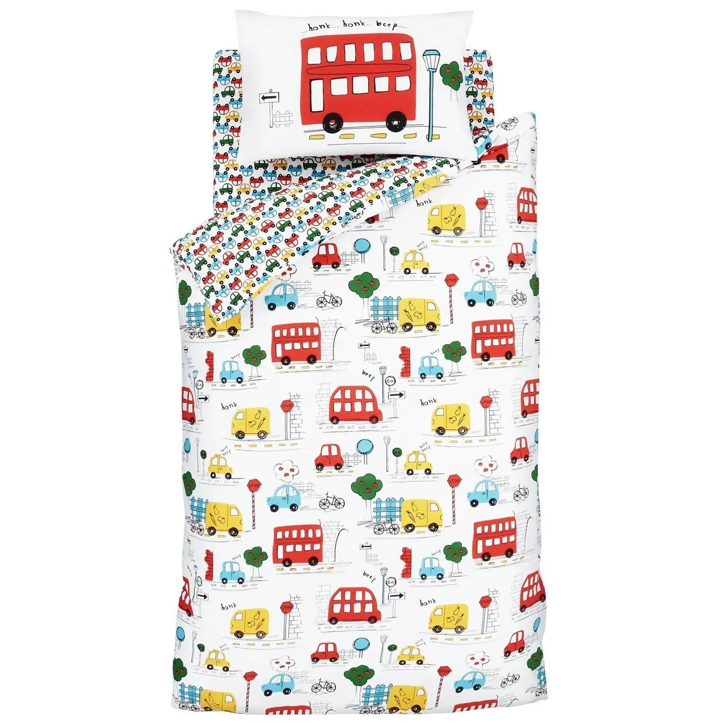 Transport Reversible Bright Duvet Cover Set by Catherine Lansfield Kids