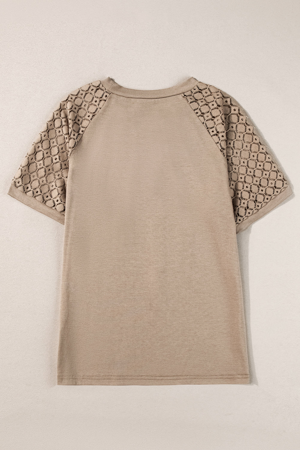 Seamed Detail Contrast Lace Raglan Sleeve Tee