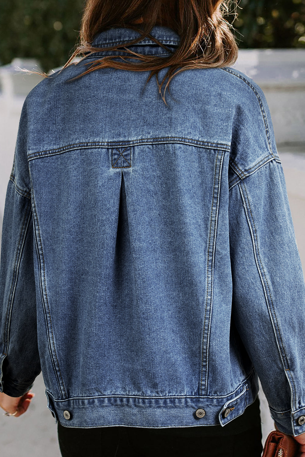 Washed Oversized Pocketed Denim Jacket