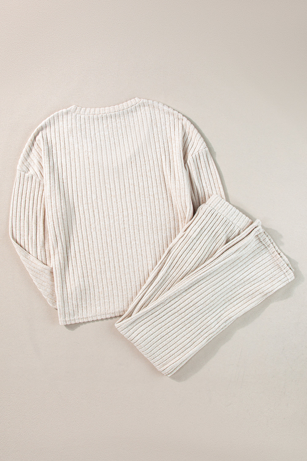 Slouchy Ribbed Knit V Neck Top & Pants Loungewear Set