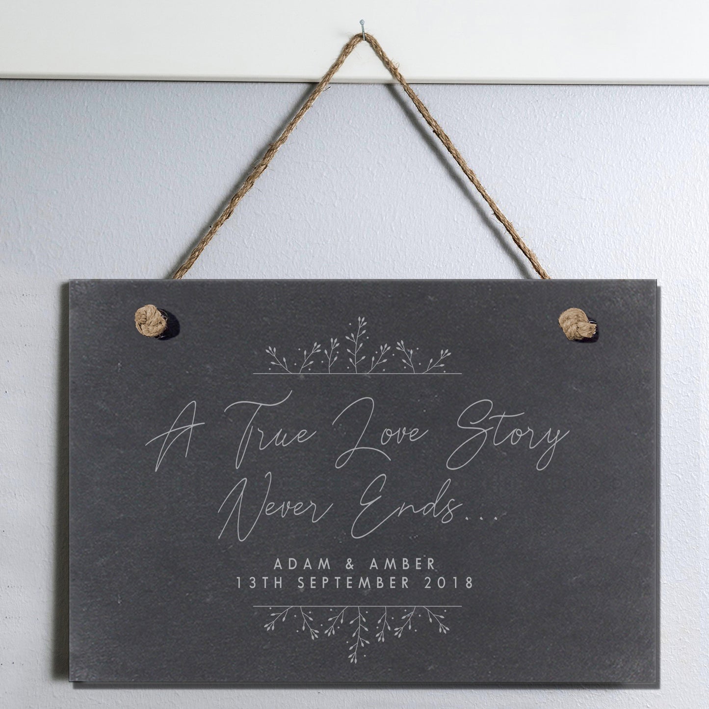 Personalised True Love Story Hanging Large Slate Sign