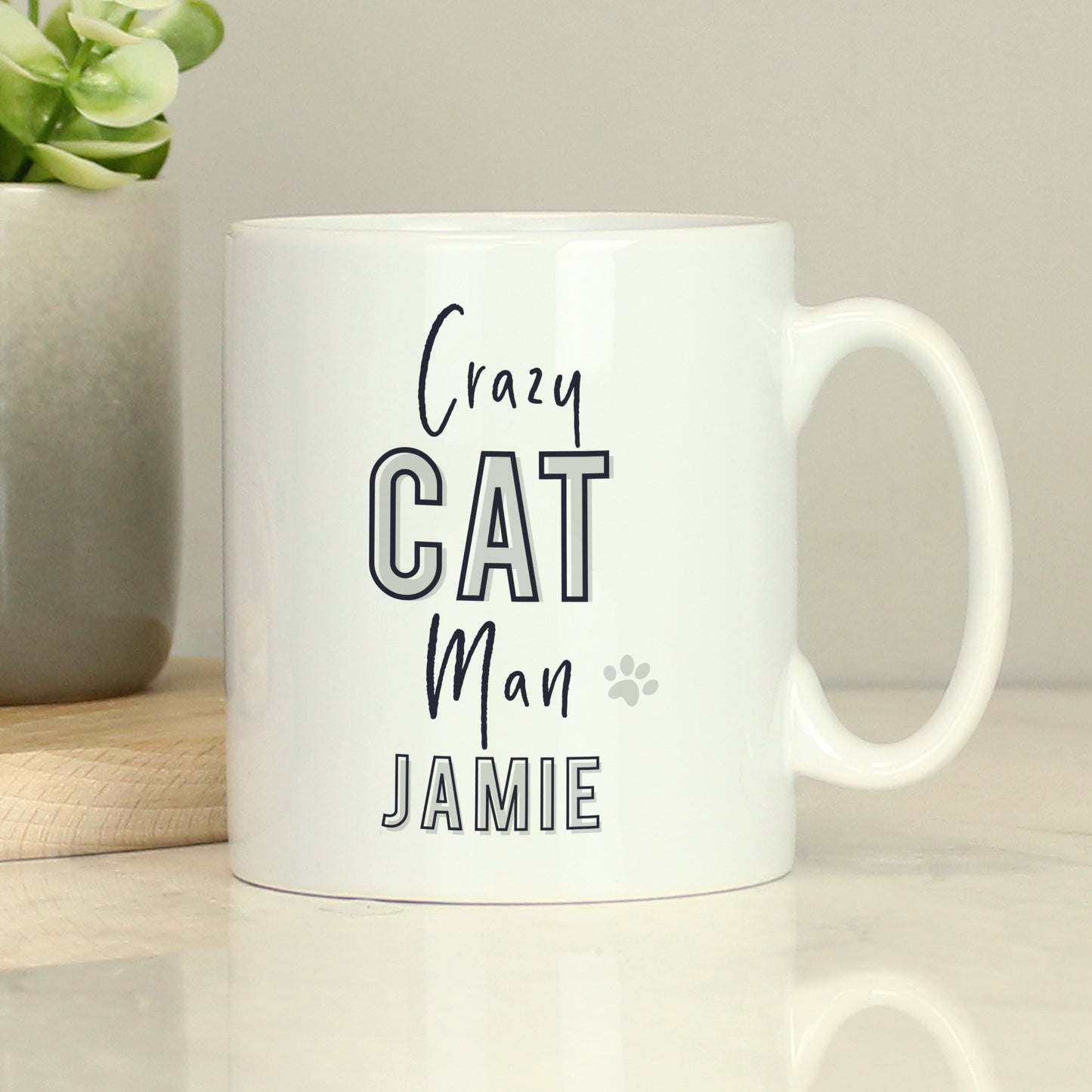 Personalised Crazy Cat Man Mug