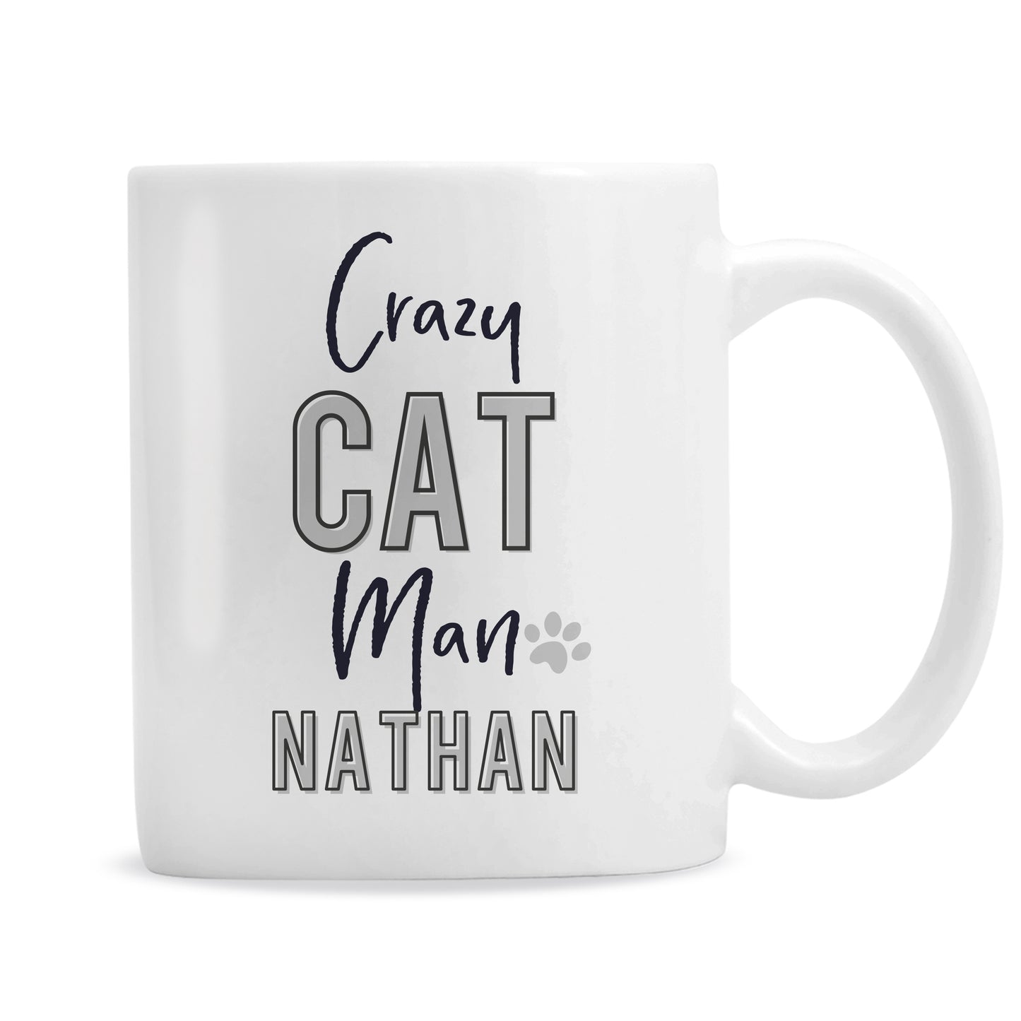 Personalised Crazy Cat Man Mug