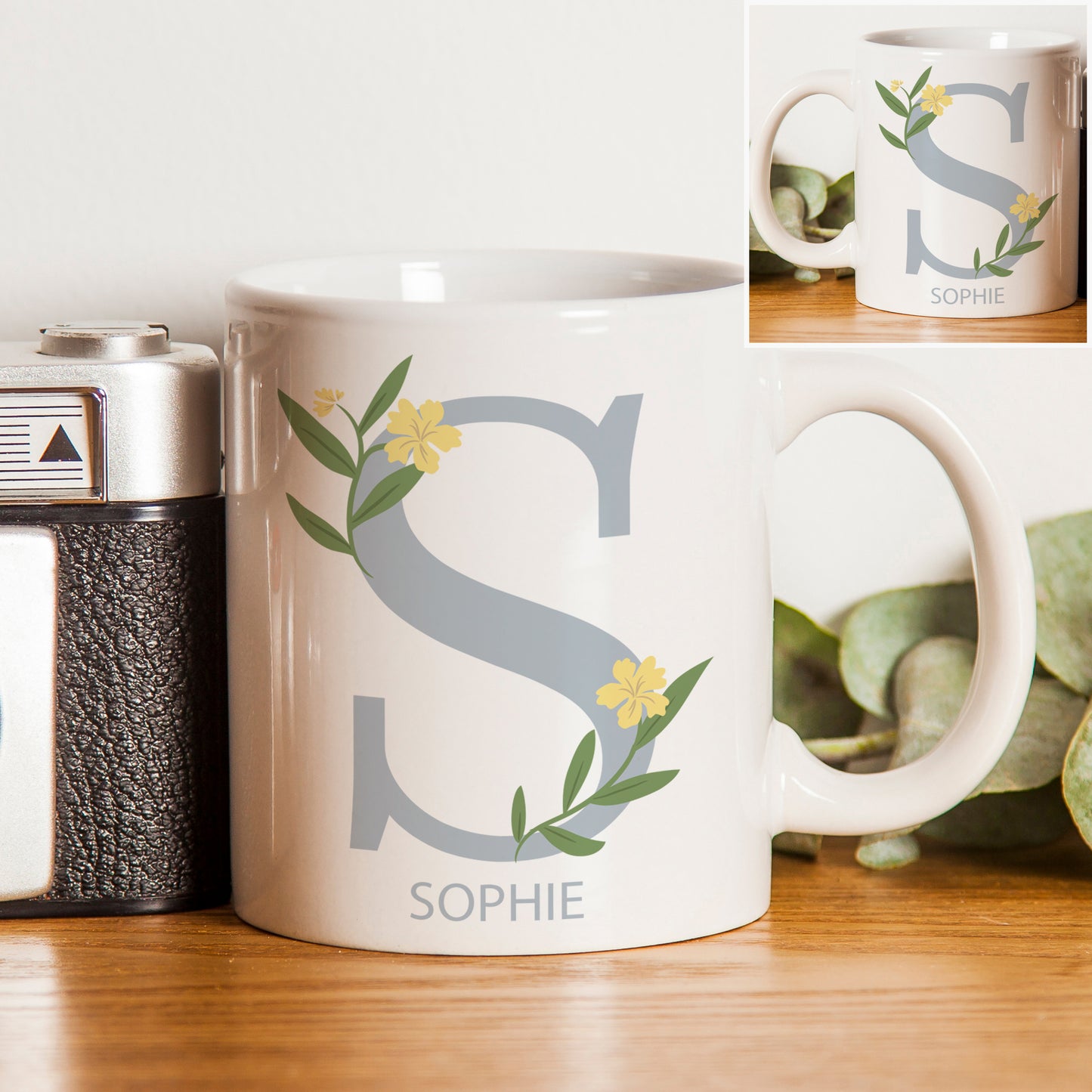 Personalised Floral Initial Mug