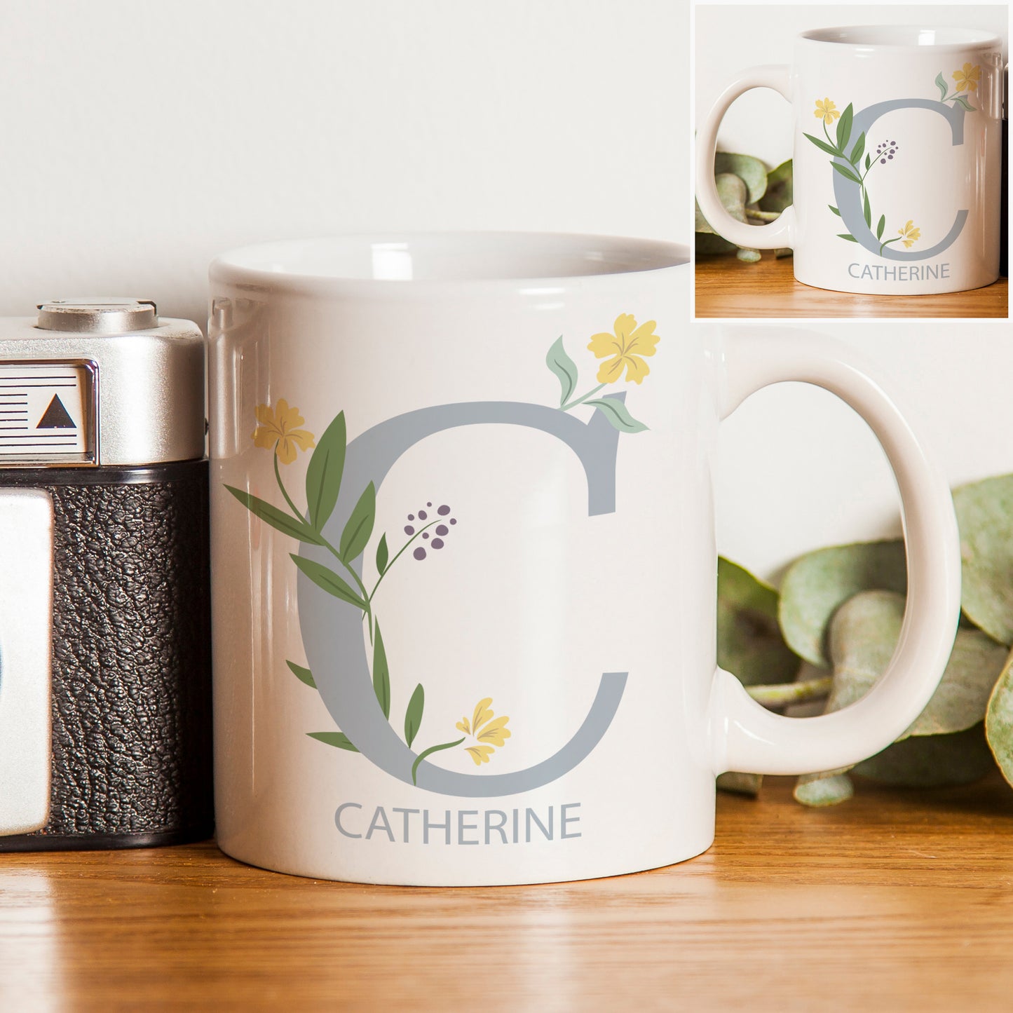 Personalised Floral Initial Mug