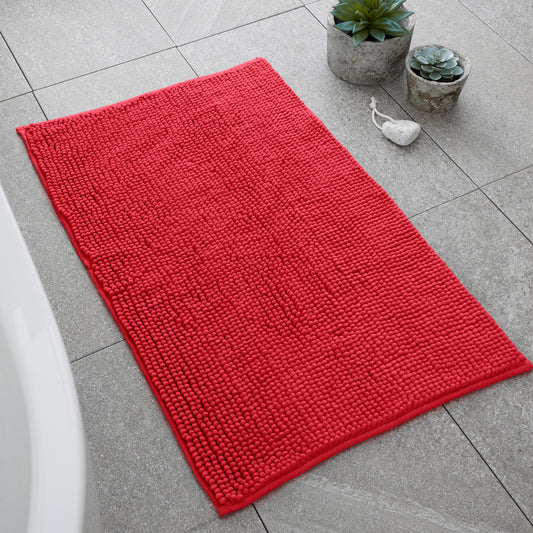 Bobble Textured Bath Mat in Red