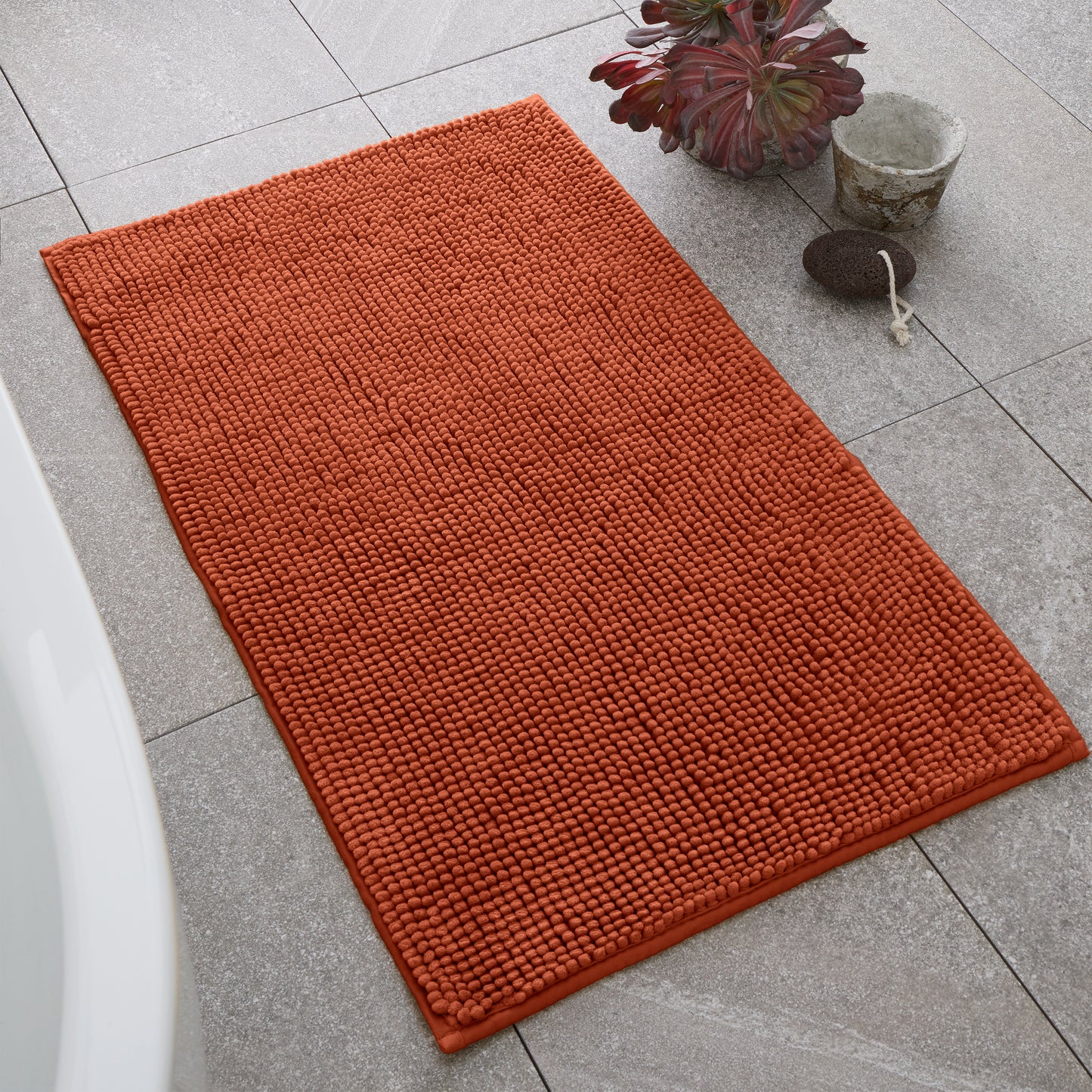 Bobble Textured Bath Mat Terracotta