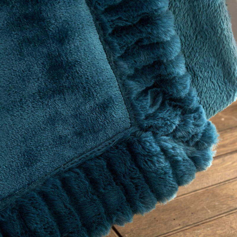 Velvet and Faux Fur Throw Teal