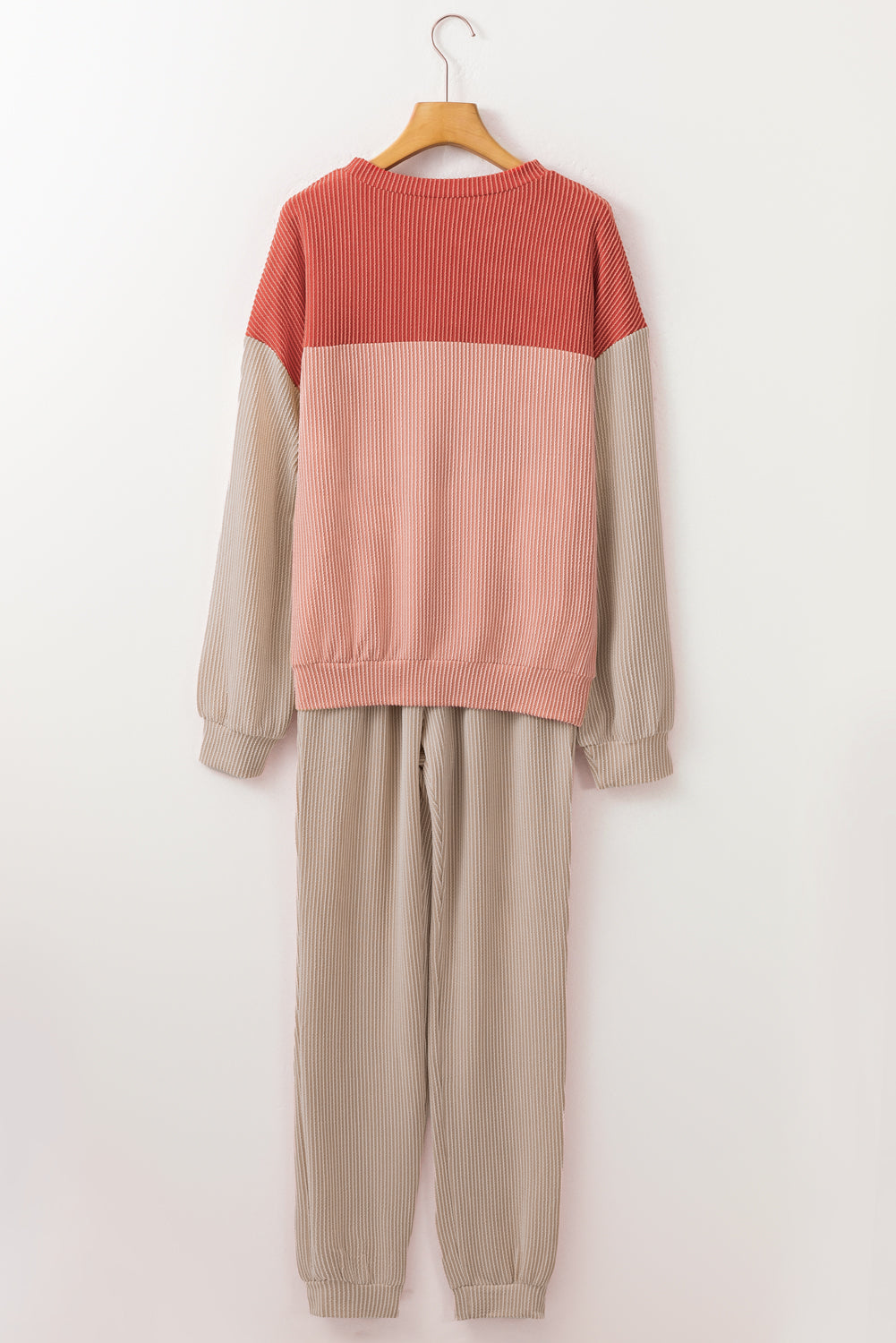 Colorblock Corded Slouchy Top and Pants Set