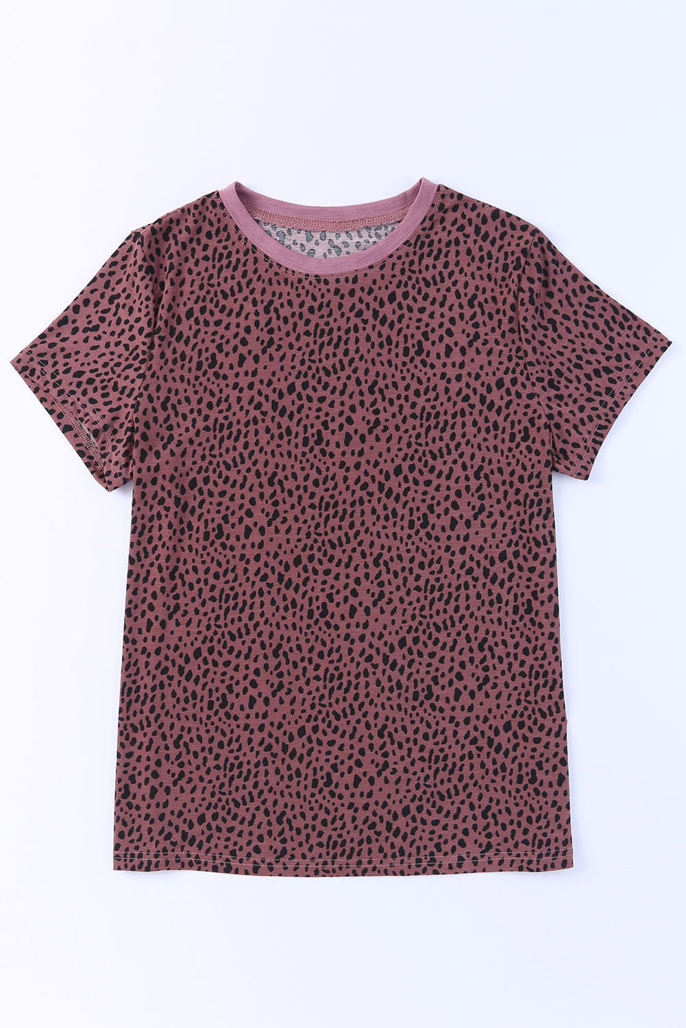 Cheetah Print Casual Short Sleeve Crew Neck T Shirt