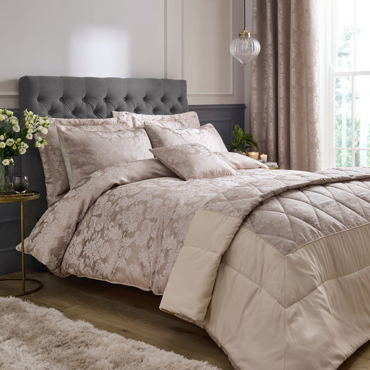 Damask Jacquard Duvet Cover Set in  Champagne Gold by Catherine Lansfield