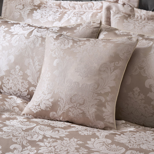 Damask Jacquard Cushion in Champagne Gold by Catherine Lansfield