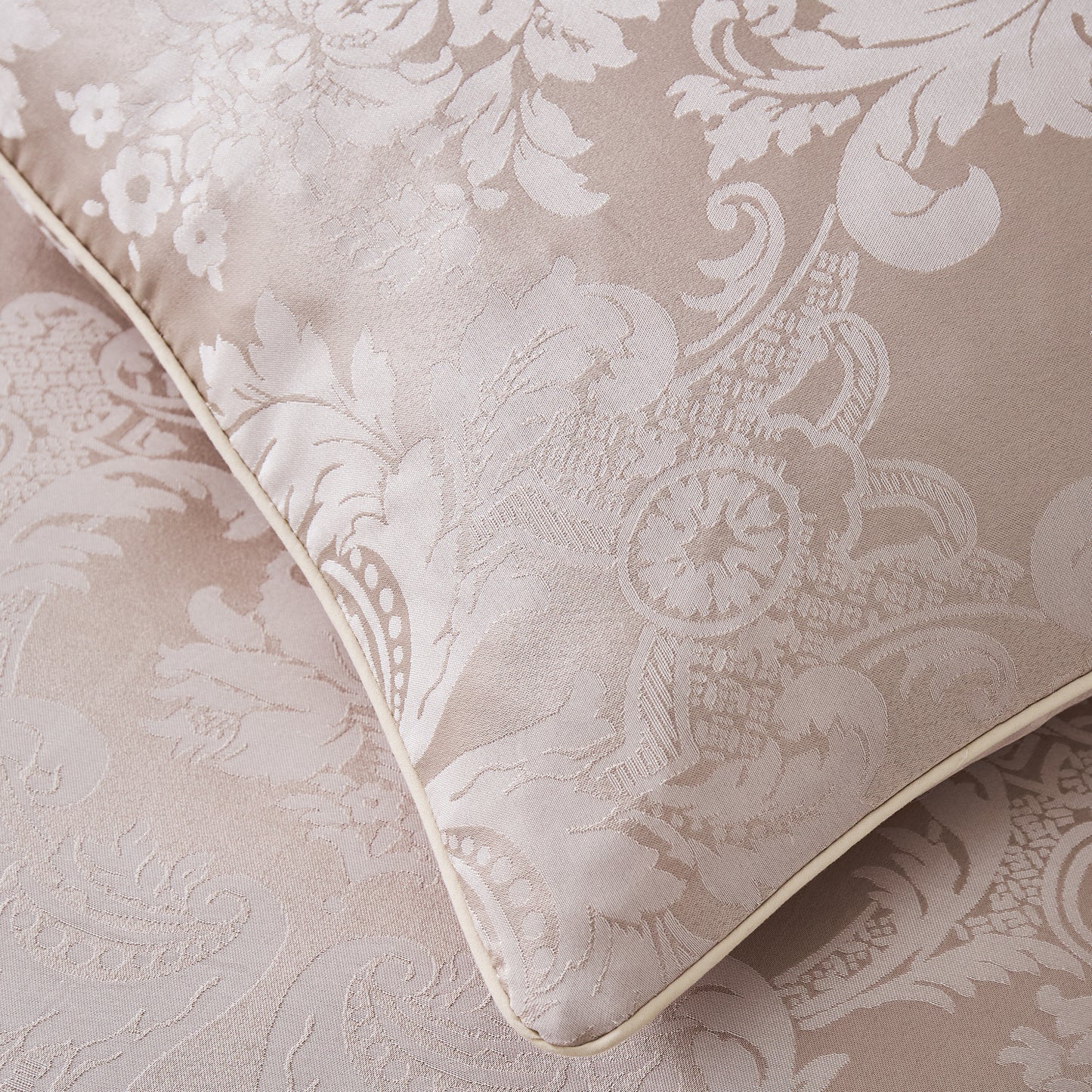 Damask Jacquard Cushion in Champagne Gold by Catherine Lansfield