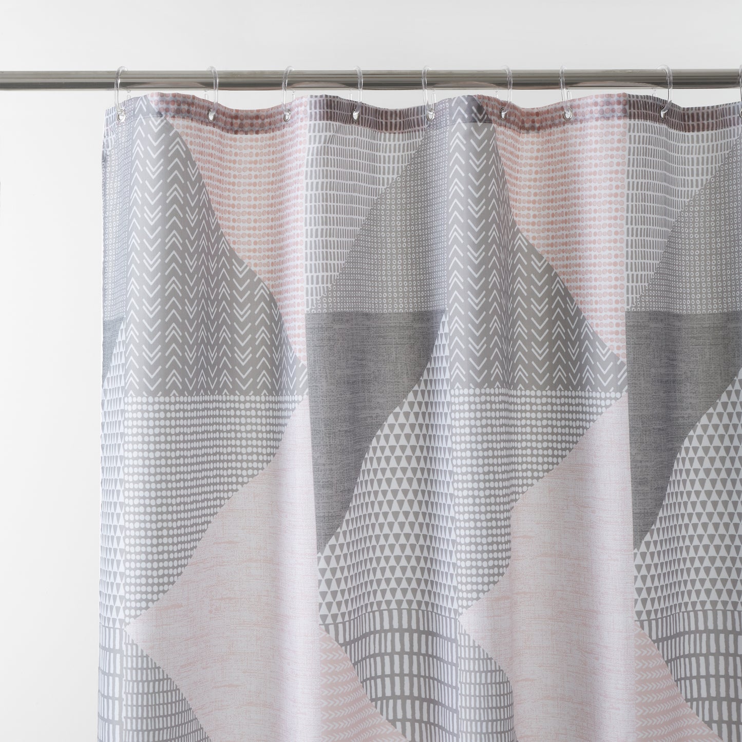 Catherine Lansfield Larsson Geo Shower Curtain in Blush Pink