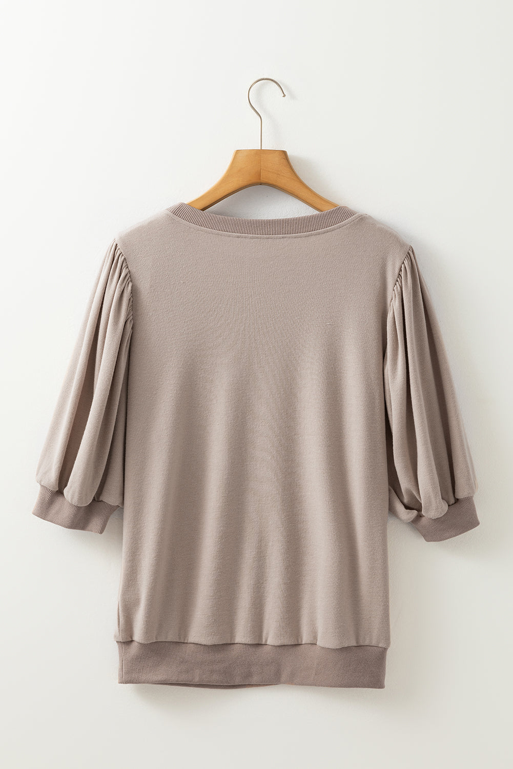 Goat Bishop Sleeve Contrast Trim Round Neck Blouse