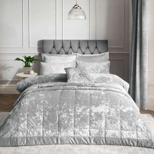 Crushed Velvet Bedspread in Silver by Catherine Lansfield