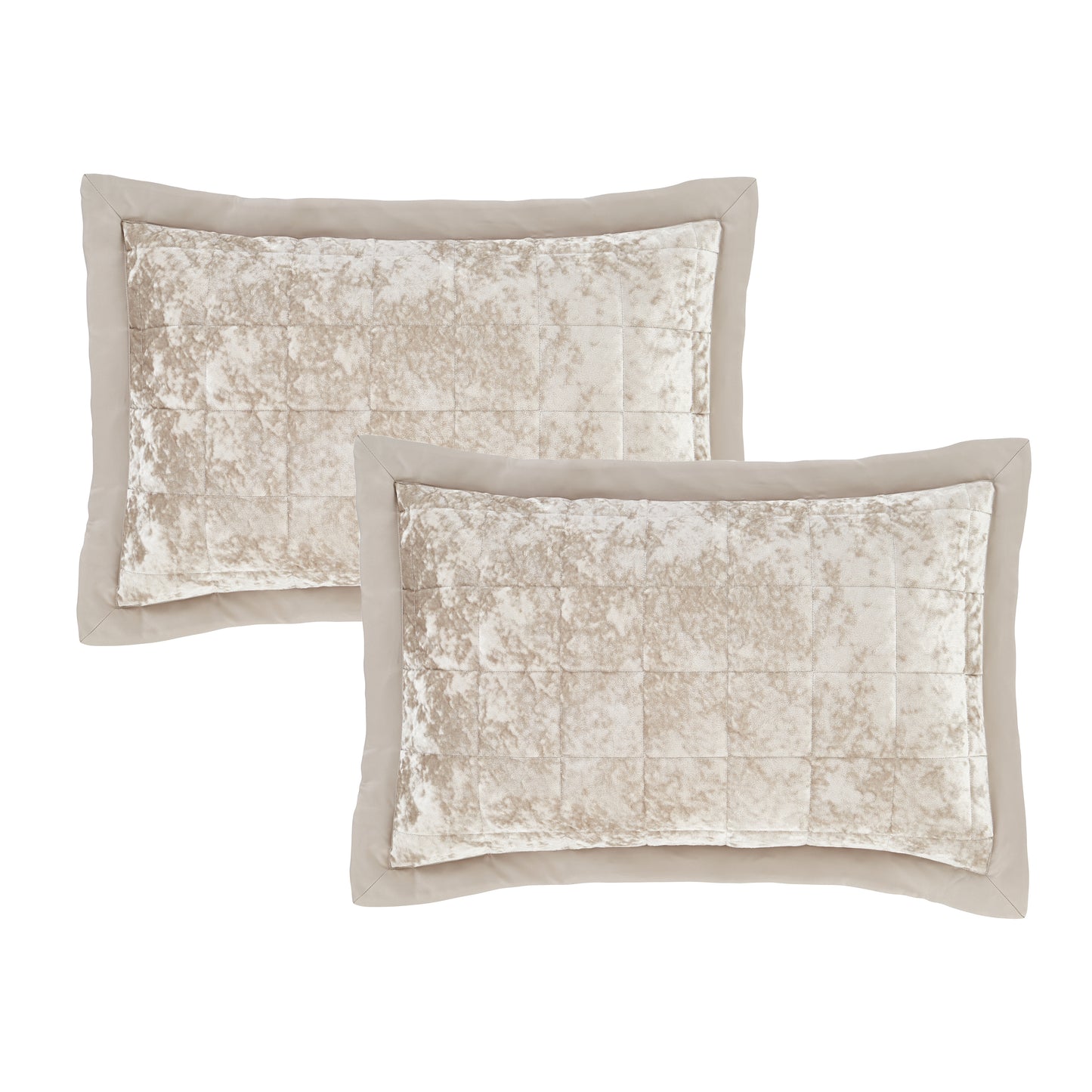 Crushed Velvet Quilted Pillow Sham Pair in Natural by Catherine Lansfield