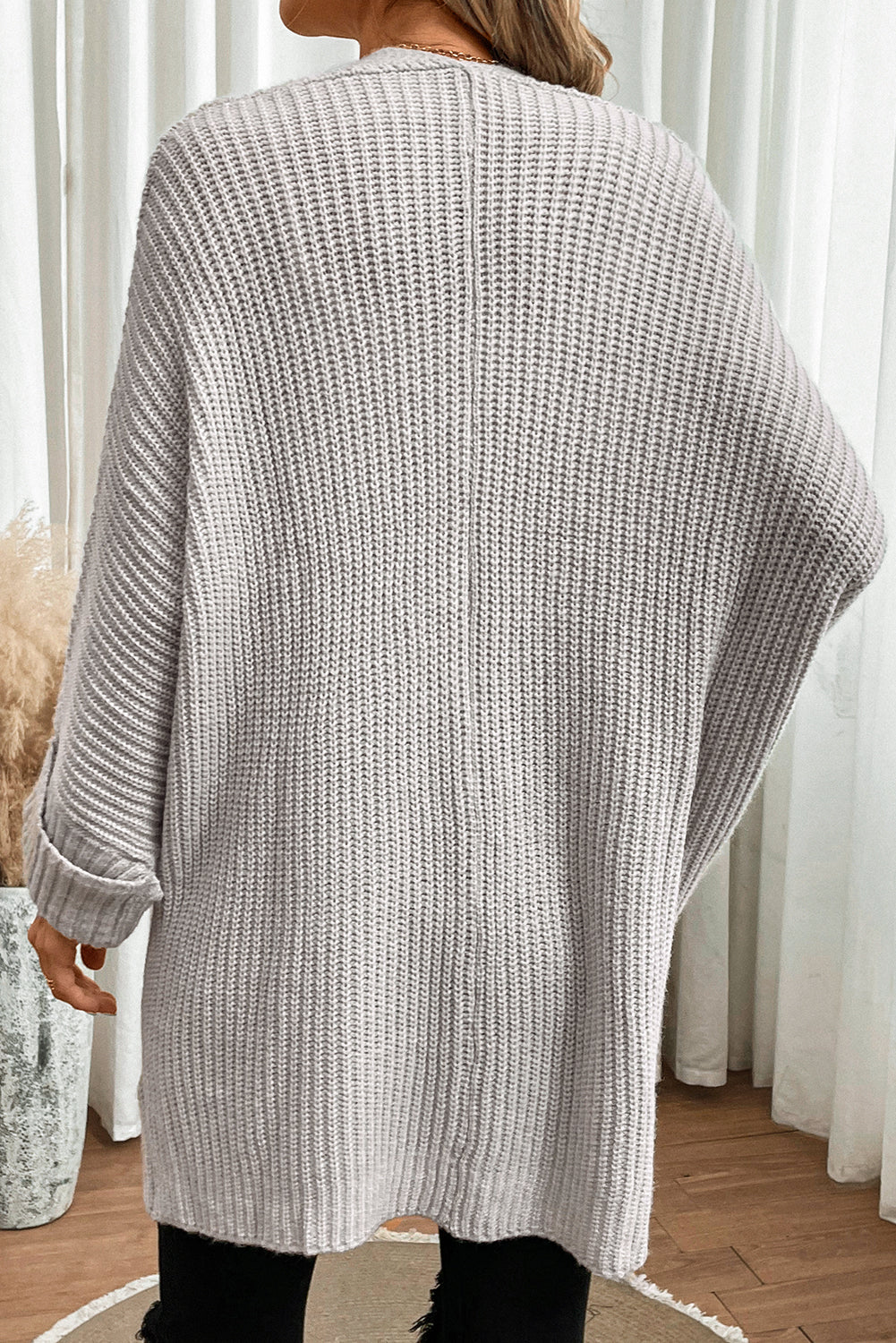 Batwing Sleeve Pocket Oversized Cable Knit Cardigan