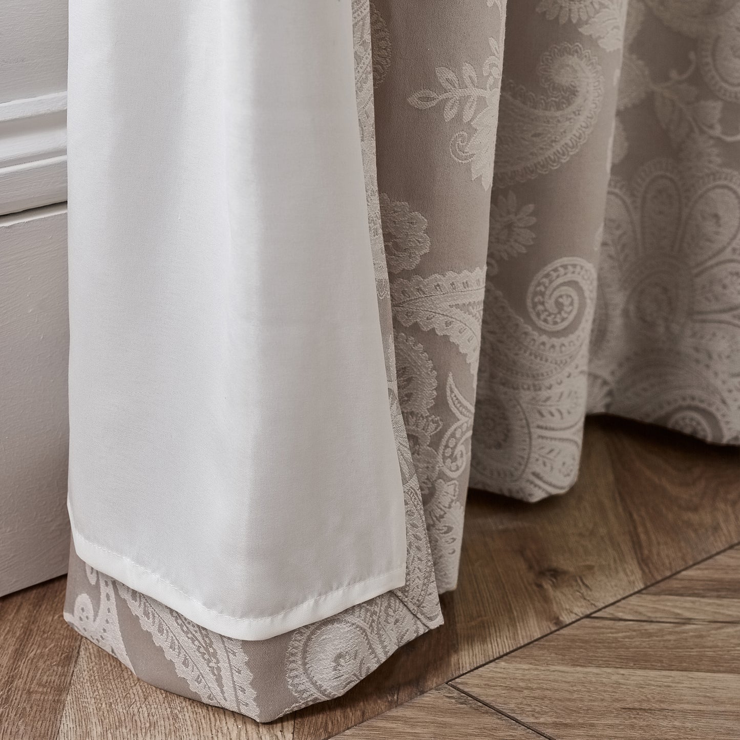 Opulent Jacquard 66x90 Inch Lined Eyelet Curtains in Champagne Gold by Catherine Lansfield