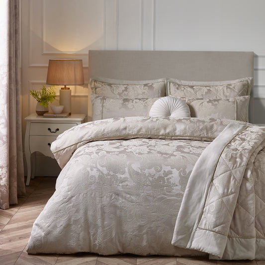Opulent Jacquard Duvet Cover Set in Champagne Gold by Catherine Lansfield