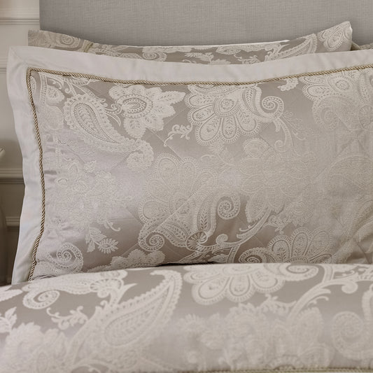 Opulent Jacquard Quilted Pillow Sham Pair in Champagne Gold by Catherine Lansfield
