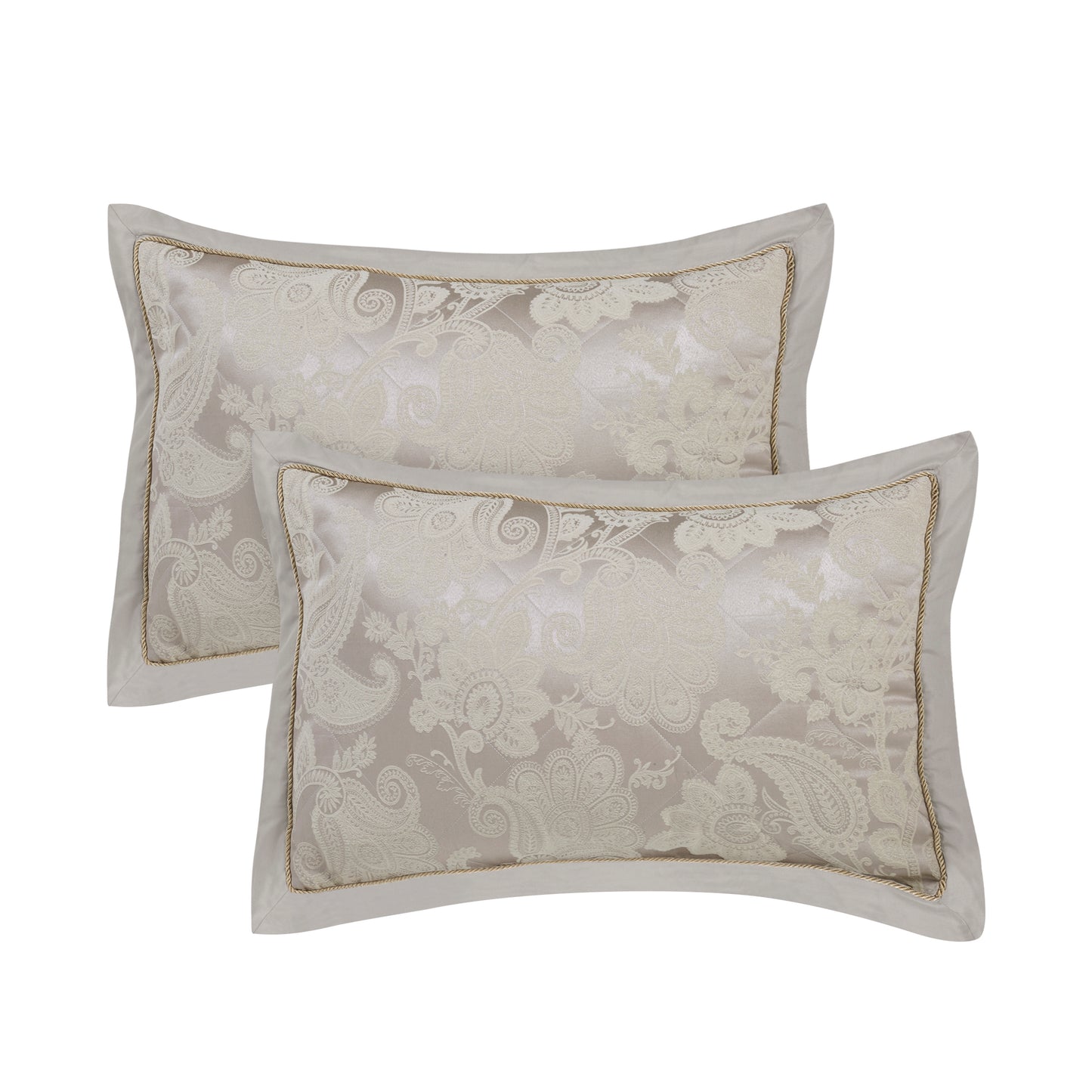 Opulent Jacquard Quilted Pillow Sham Pair in Champagne Gold by Catherine Lansfield