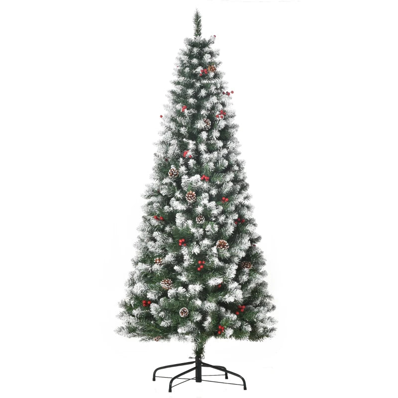 6ft Artificial Pencil Christmas Tree with Pinecones and Red Berries