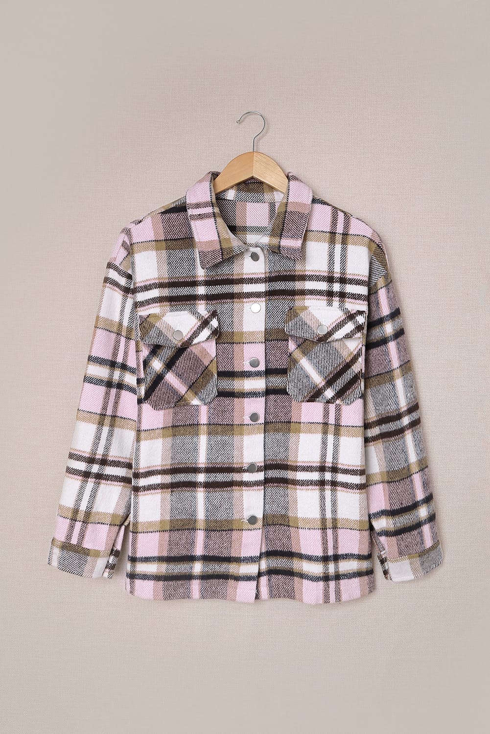 Multicolour Plaid Casual Button Up Flannel Shacket