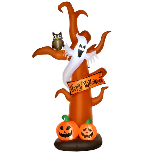 2.7m Halloween Inflatable Dead Tree with Ghost, Pumpkin and Owl