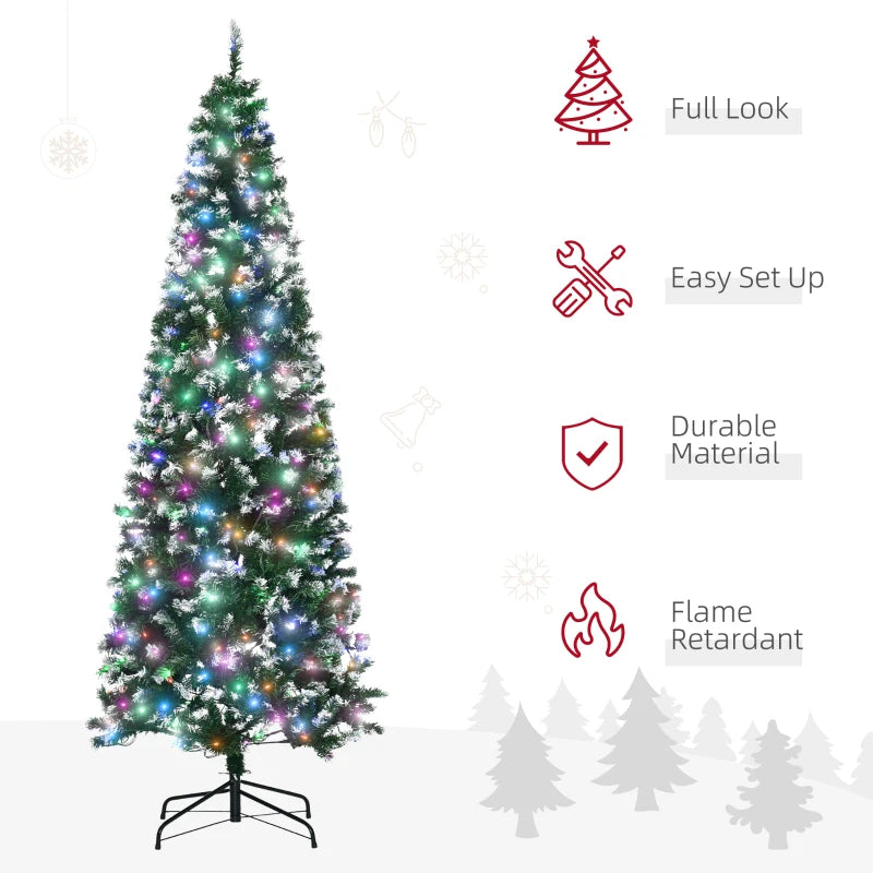 7FT Tall Prelit Pencil Slim Artificial Christmas - 350 Colourful LED Lights and 818 Tips