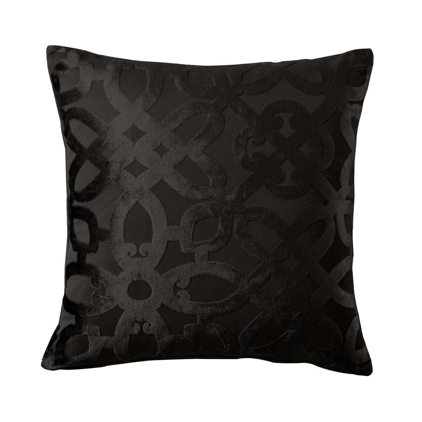 Lattice Cut Velvet Cushion in Black by Catherine Lansfield