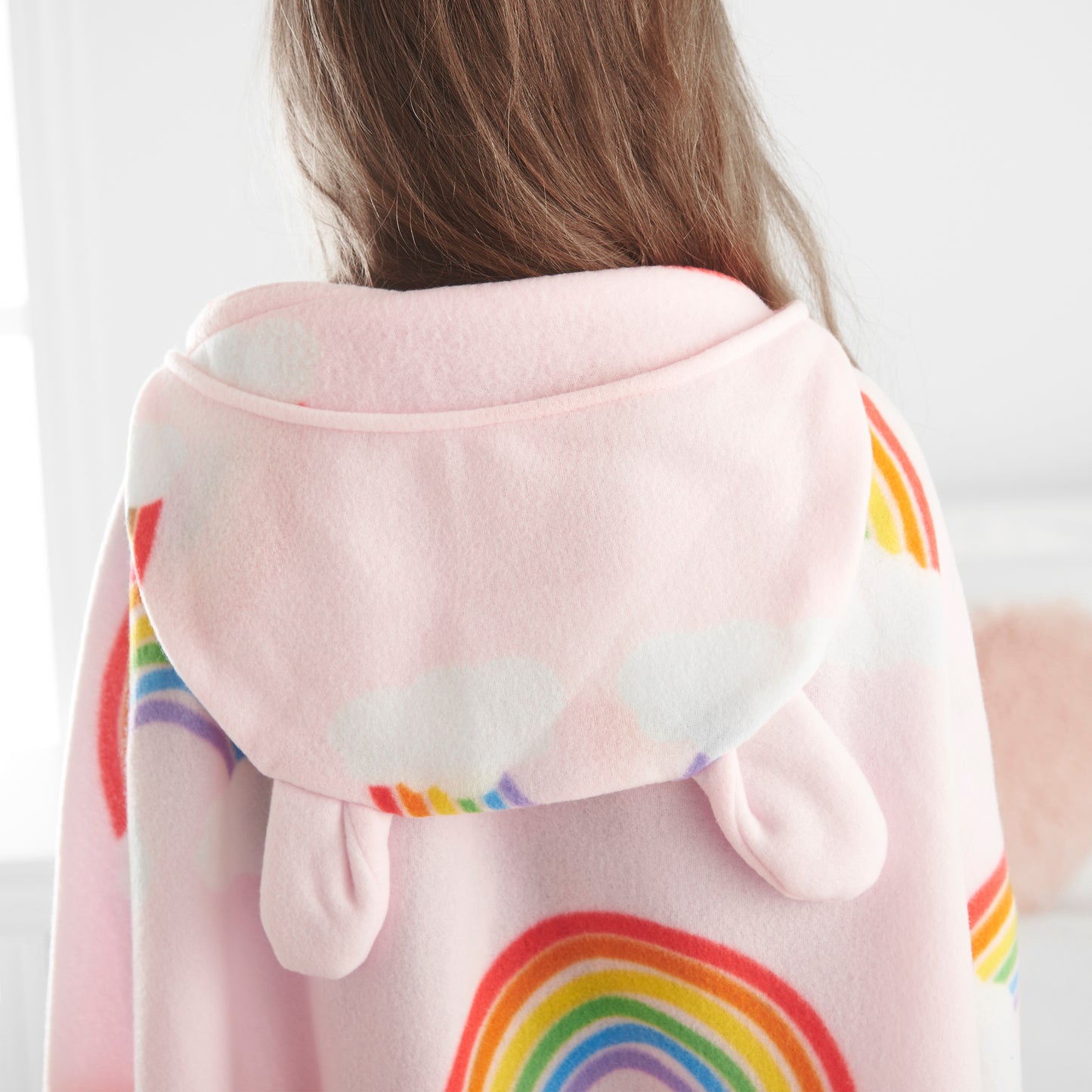 Rainbow Hearts Cosy Fleece Hooded Blanket by Catherine Lansfield