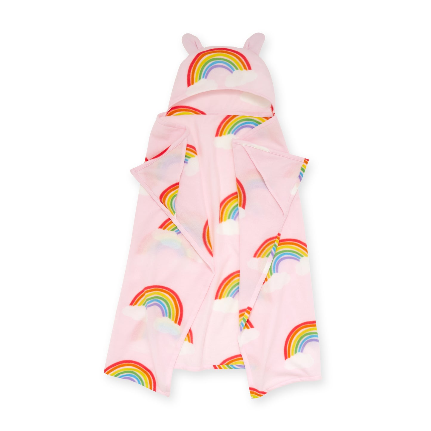 Rainbow Hearts Cosy Fleece Hooded Blanket by Catherine Lansfield