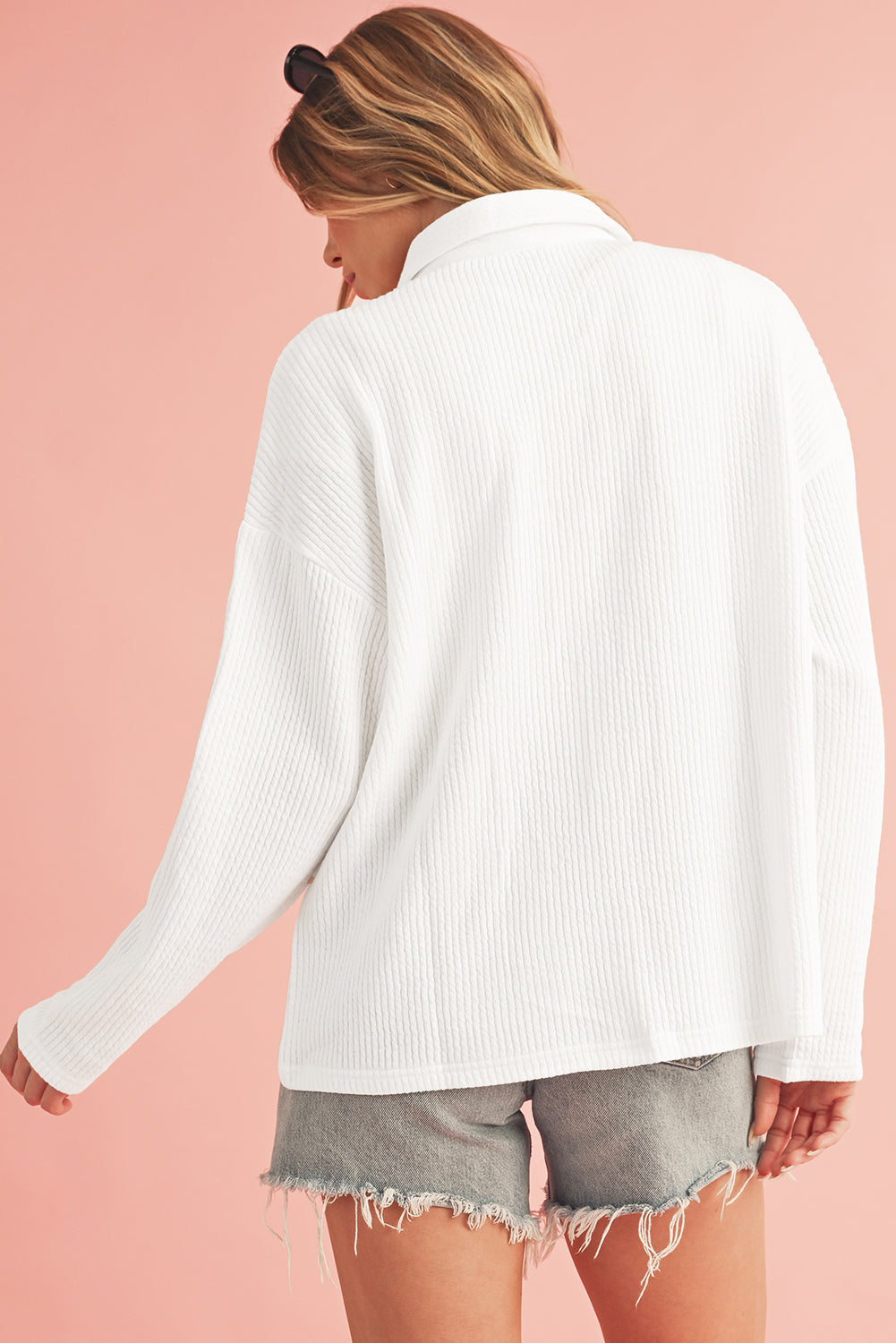 Plain Rib Textured Pocket Button Jacket