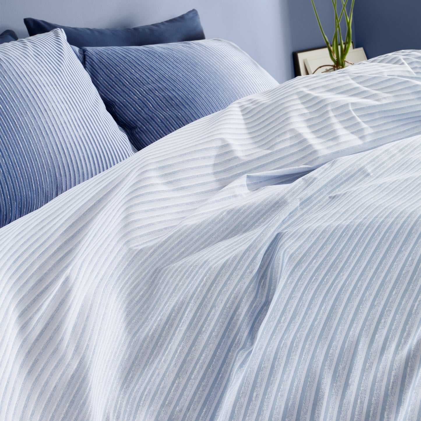 Blue Graded Stripe Reversible Duvet Cover Set by Catherine Lansfield