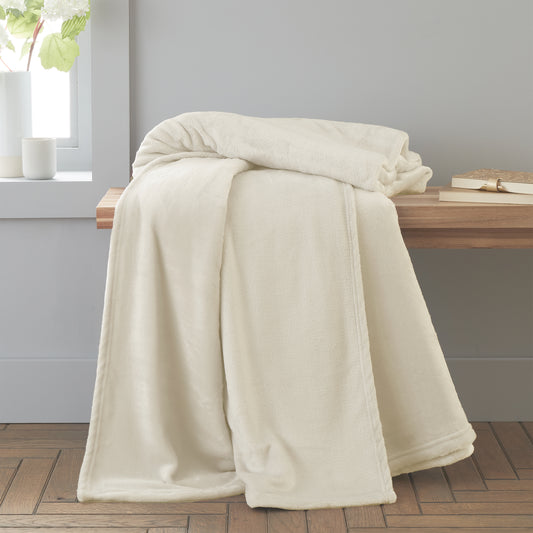 Velvet Touch Raschel Blanket Throw in Cream by Catherine Lansfield