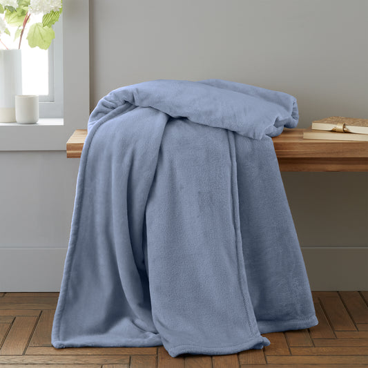 Velvet Touch Raschel Blanket Throw in Lansfield Blue by Catherine Lansfield