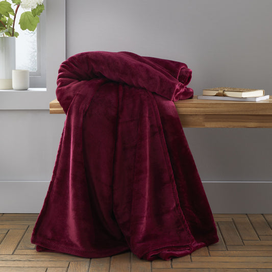 Velvet Touch Raschel Blanket Throw in Red by Catherine Lansfield