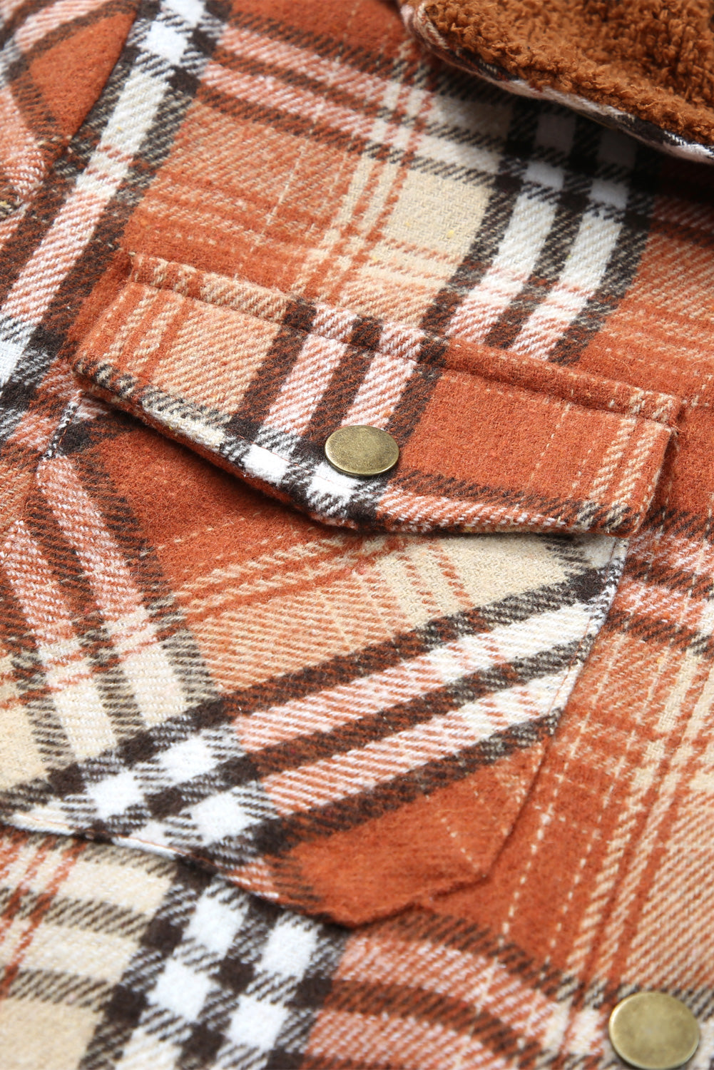 Button Sherpa Lined Hooded Flannel Jacket